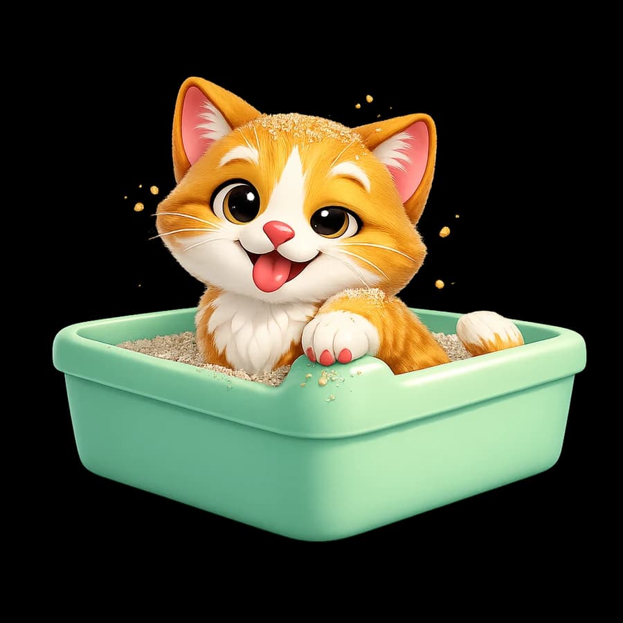 Gatito PELU2 travieso en su arenero